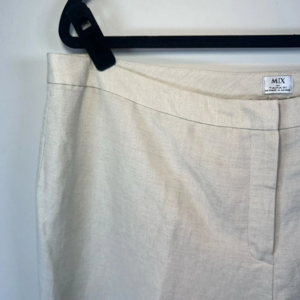 Tahari Arthur S Levine Straight Trouser Paints Beige Lined Career Summer 39